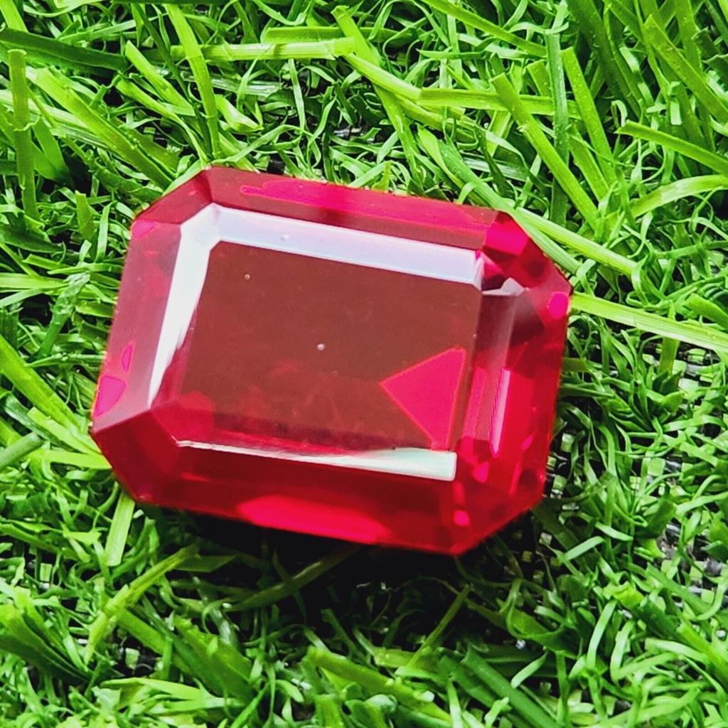 75.30Ct Heated Ceylon Red Ruby Emerald Cut Faceted Loose Gemstone