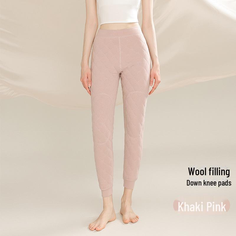 

Женские теплые шерстяные брюки с высокой талией и наколенниками - плюс бархат, утолщенные, унисекс, зимняя одежда L