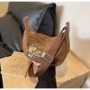 Shoulder Bag for Women Cartoon Bear Pattern Saddle Bag Fashionable Girl Canvas Dumpling Bag