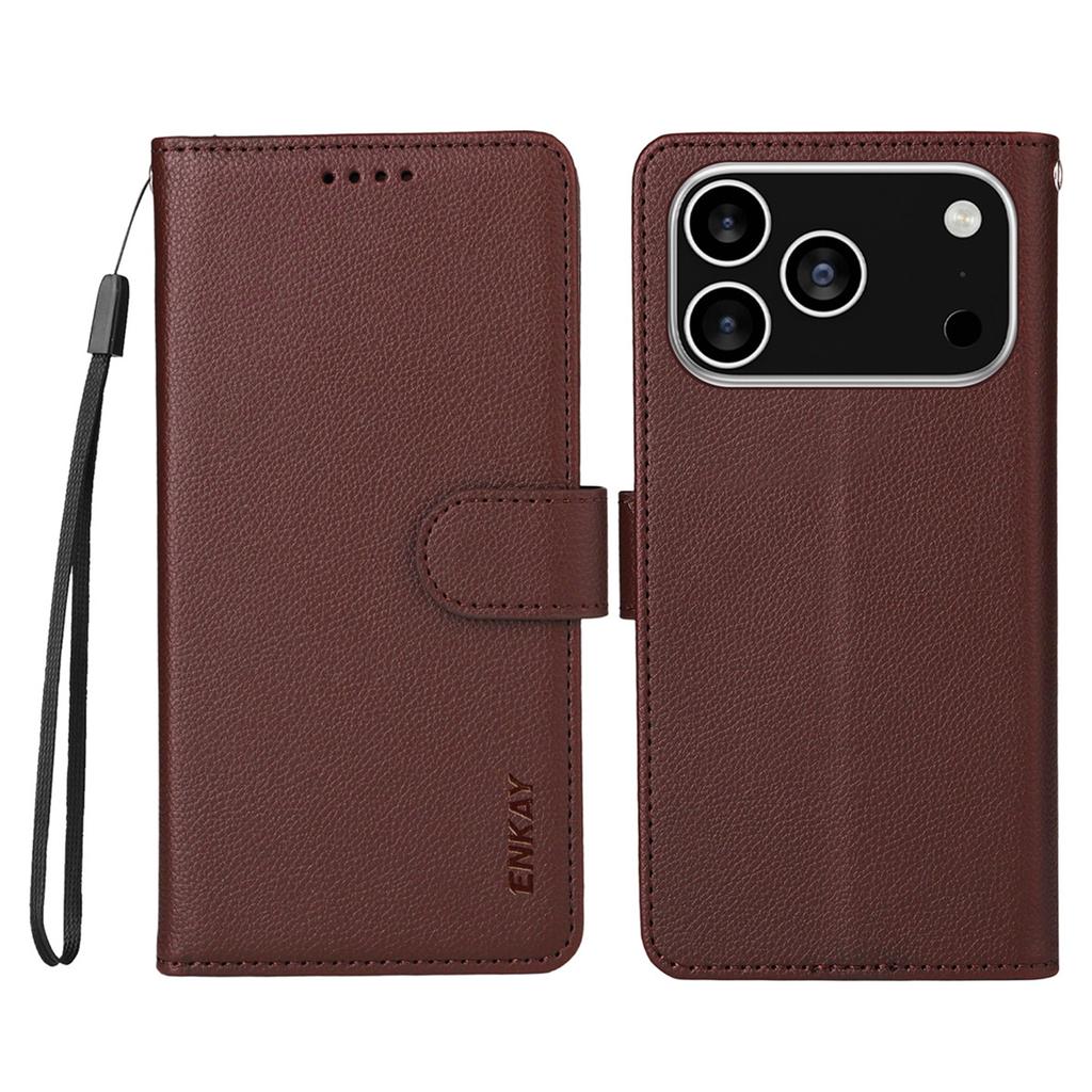 For iPhone 17 Pro Wallet Case with Strap RFID Blocking Leather Stand Phone Cover