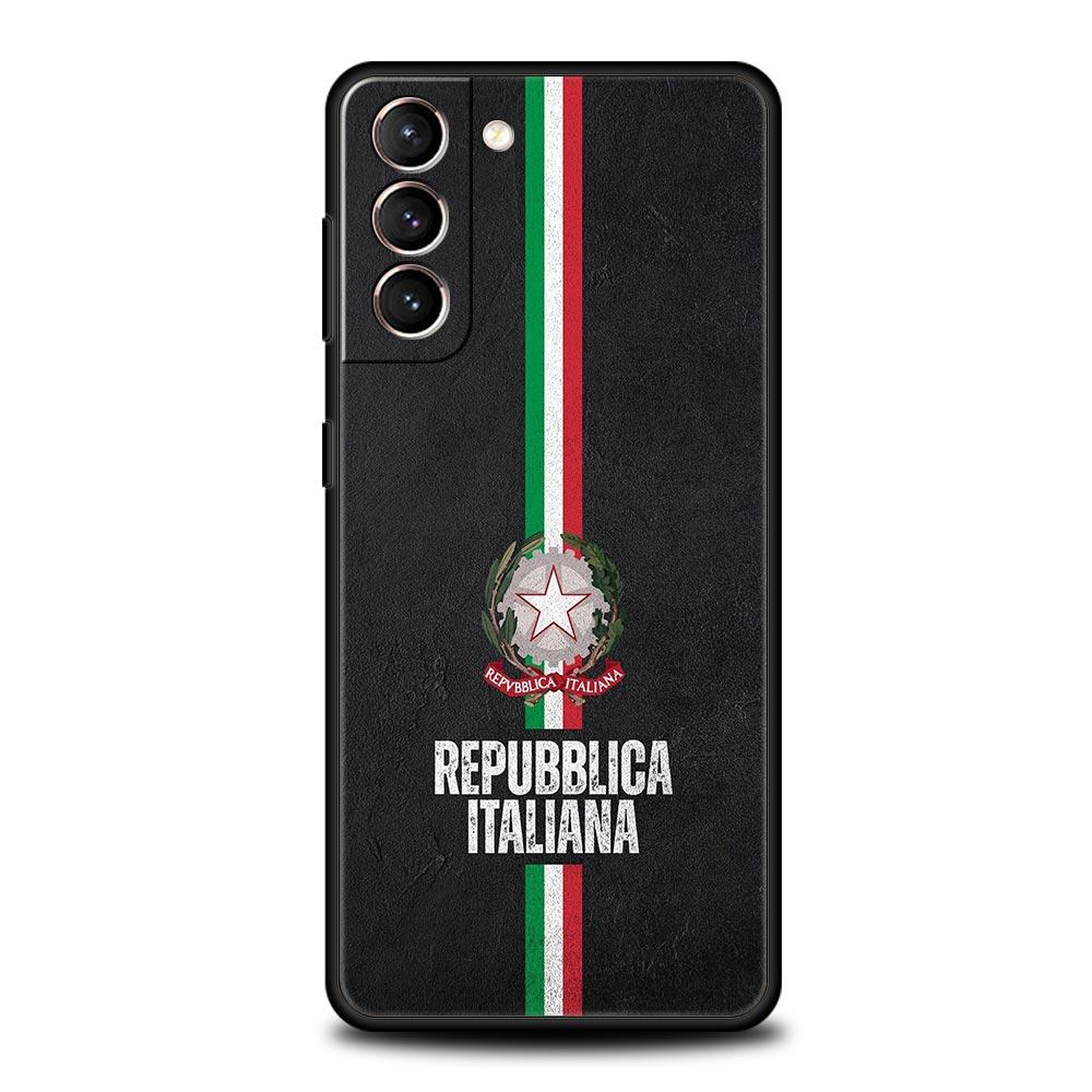 

Italian flag Soft Phone Case For Samsung Galaxy S25 Edge S24 Plus S23 FE S22 S21 S20 Ultra 5G S10 Black Protect Cover Samsung S21Ultra