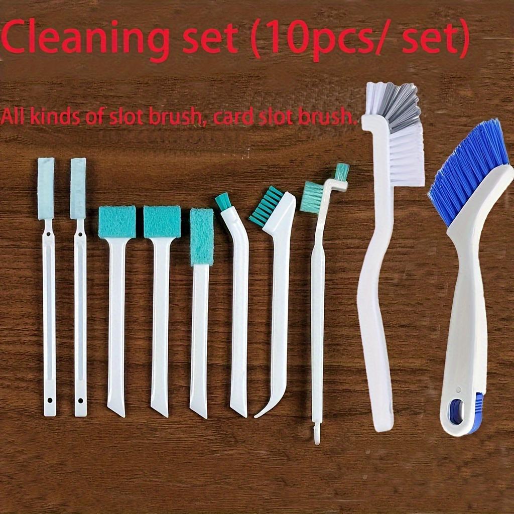 10 Stück, kleine Reinigungsbürste für enge Stellen, Schlitzbürste, Fugenbürste mit langem Griff, Detailbürste, Rillenbürste, multifunktionale kleine Bürste