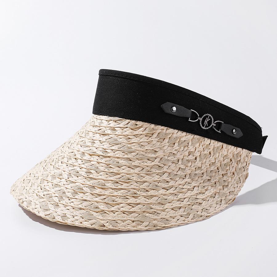 Style Hat Versatile Straw Woven Fashionable Solid Color Female Sunshade Hatscaps