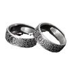 Adjustable Vintage Chinese Lucky Charm Couple Ring Set Sterling Open Band With Fu Xi Symbols