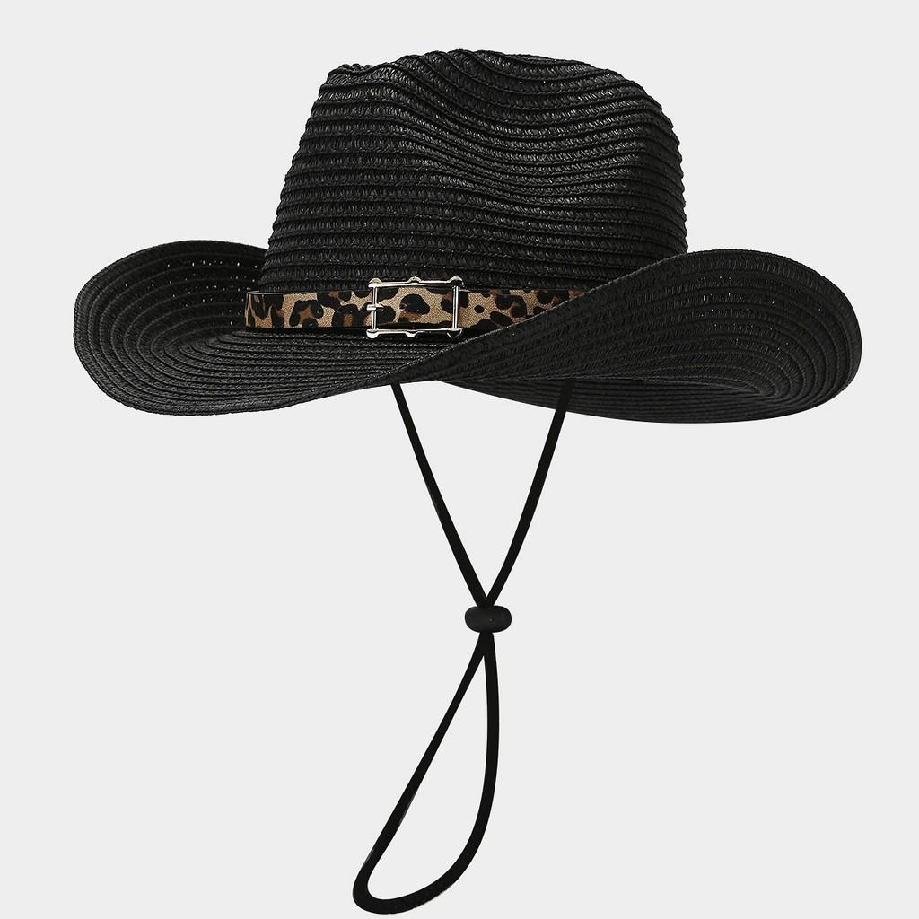 Summer Leopard Print Sun Hat With Wide Brim For Outdoor Beach Travel