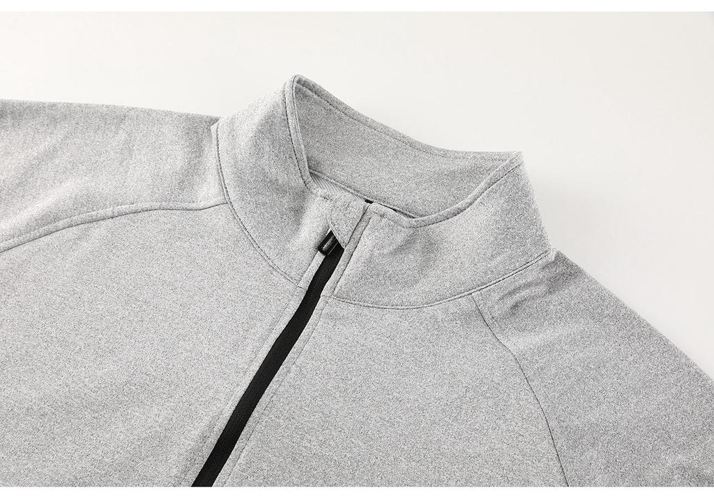 Men's European & American Long Sleeve Stand Collar Half Zip T-Shirt for Autumn/Winter Running & Fitness