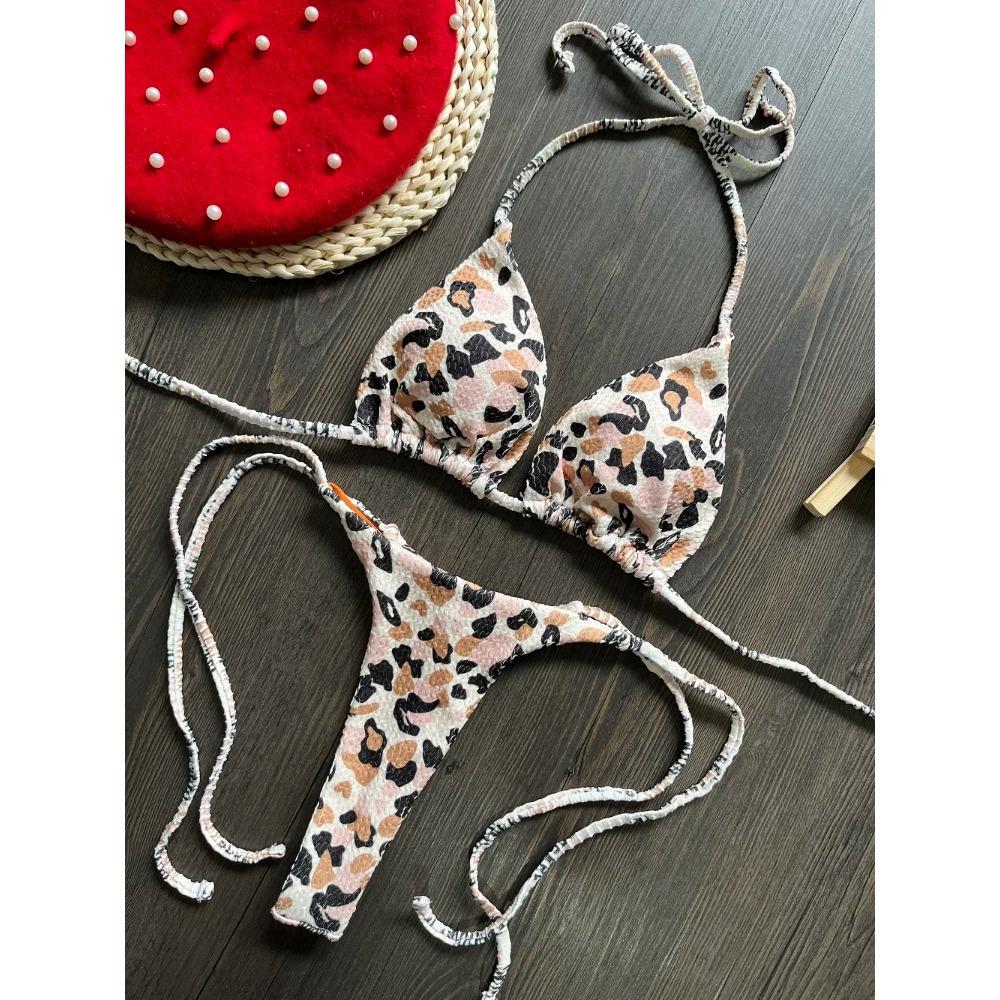 

Sexy Leopard Thong Women Swimsuit Push Up Bikini Set 2-piece Swimwear 2026 Female Beachwear Bathing Suits Biquinis L
