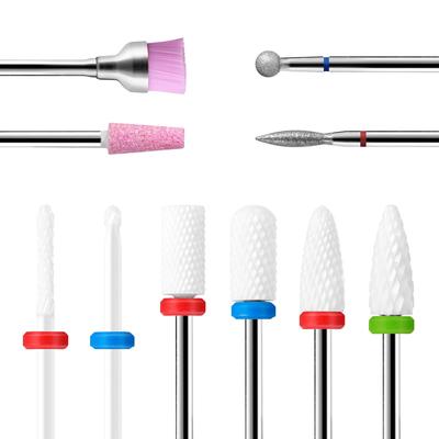 Annhua Nail Bit Nail Machine Bit 10 Types Ceramic Nail Drill Bit Polishing Nail Polish Nail Bit Set Grinding Nail Nail Drill Gel Nail Off Professional
