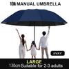 130CM Large Folding Umbrella Heavy-Duty Reinforced Compact Travel Windproof Unisex Solid Color Umbrella for Business Home Use