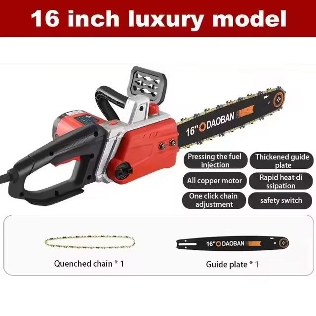Electric Chainsaw Handheld Wood Cutting Saw 12 Inch/16 Inch for Cutting Wood Tree Branch Pruning Outdoor Garden Power Tools