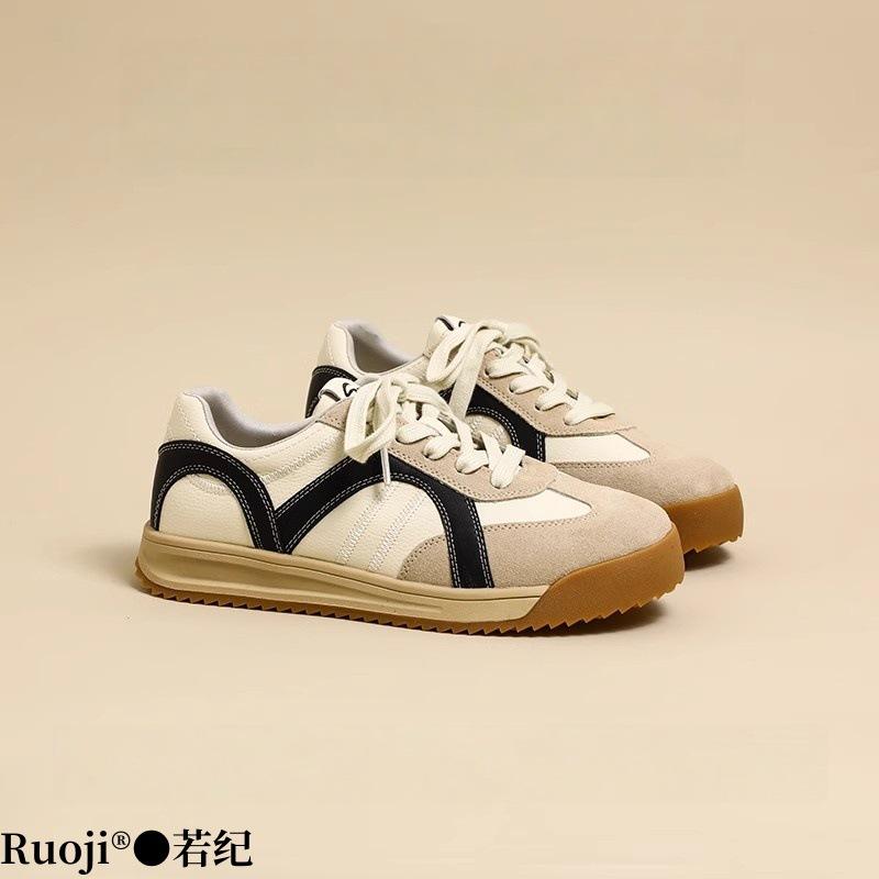 Leather Casual Sports Yellow Platform American Retro Color Matching Light Running Mountaineering Forrest Gump Training Board Shoes Women's