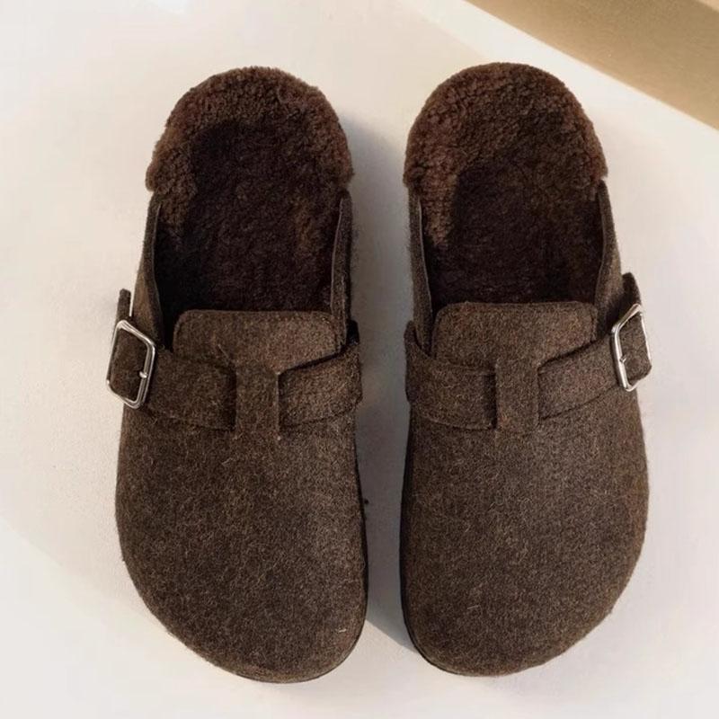 Winter House Plush Slippers for Women Winter Non-Slip Flat Heels Cotton Slides Woman Fashion Flock Warm Cotton Shoes Slippers