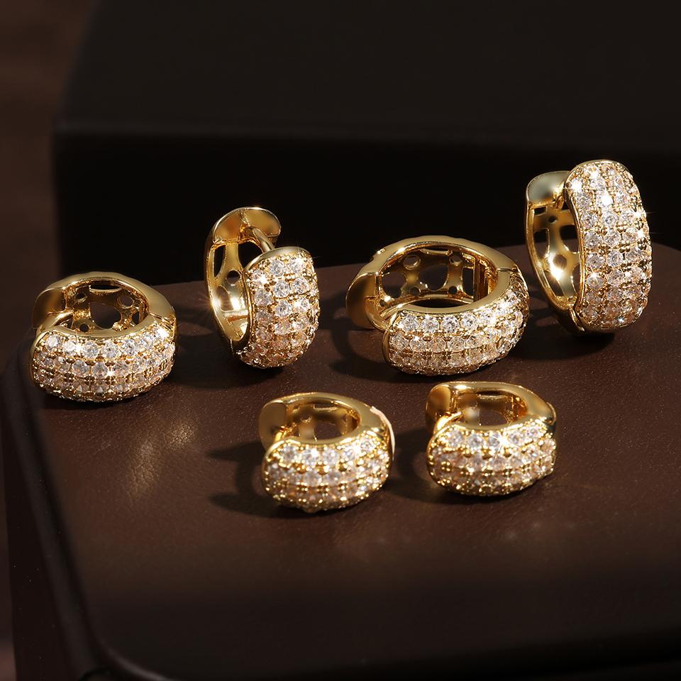 ZAKOL 6 Pcs Shiny Zircon Chunky Circle Hoop Earrings for Women Girls Fashion White Gold Color Helix Tragus Piercing Zircon