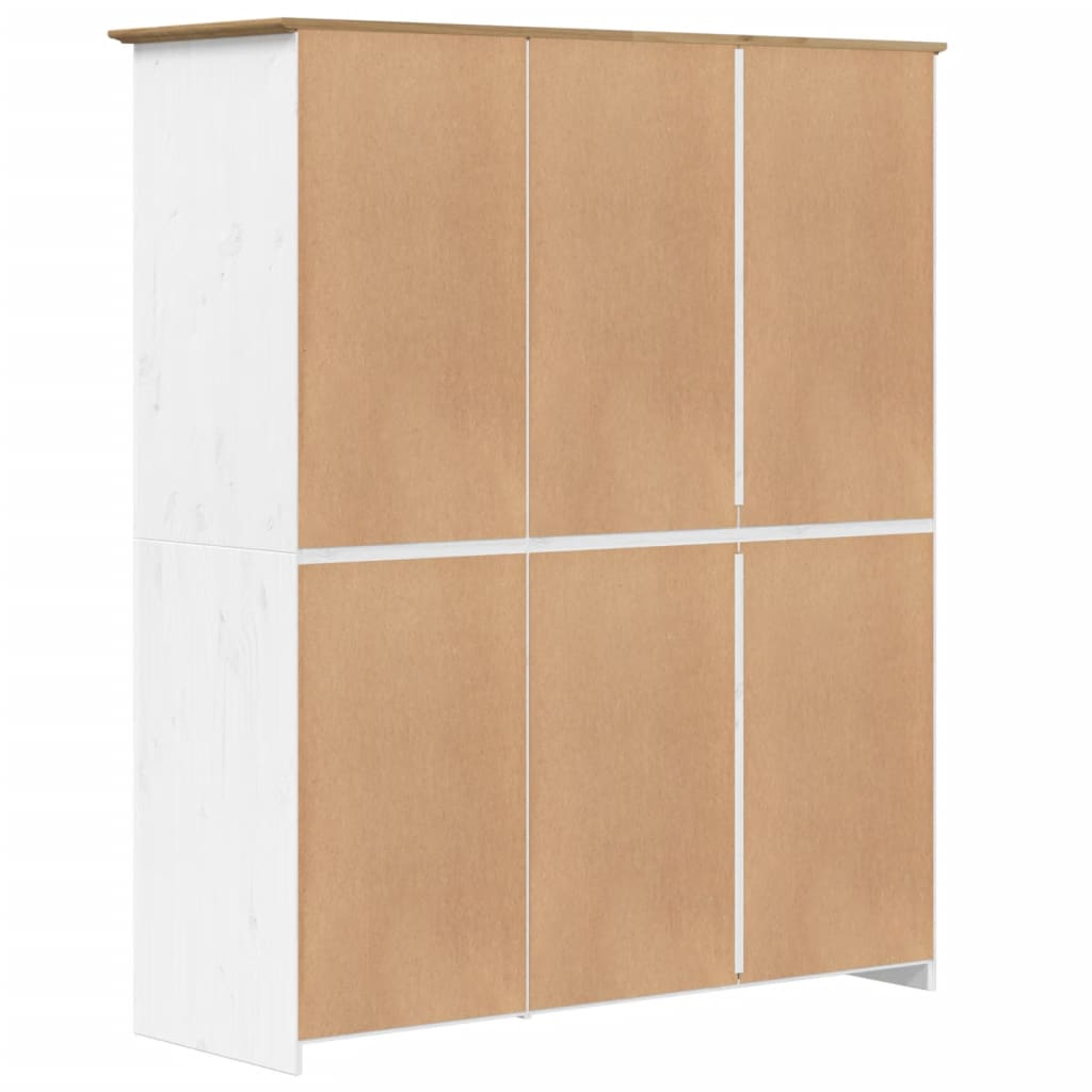 Bodo Wardrobe, White-Brown, 146X53.5X173 Cm, Solid Pine Wood