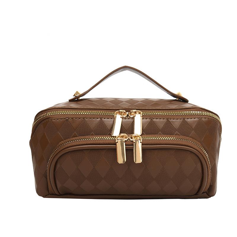 New PU Fashion Makeup Bag Cross Border Portable Advanced Handheld Travel Bag Waterproof Cosmetic Wash Storage Bag