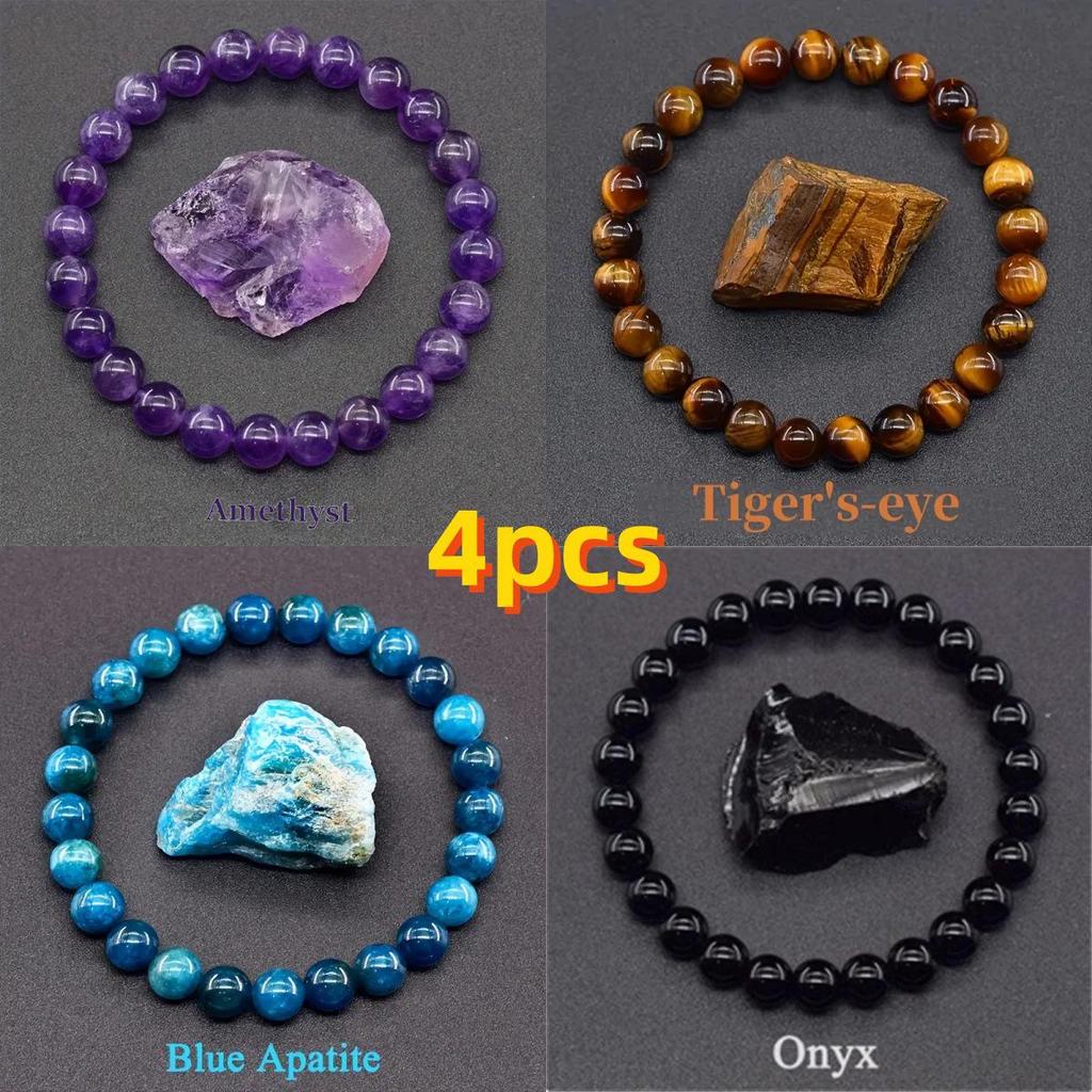 Europejski i Amerykański Hit Sprzedażowy Bransoletka z Ametystu, Tygrysiego Oka, Apatytu i Obsydianu