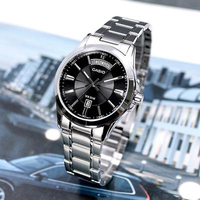 Reloj analógico clásico de metal, delgado, redondo, con fecha y día para hombre