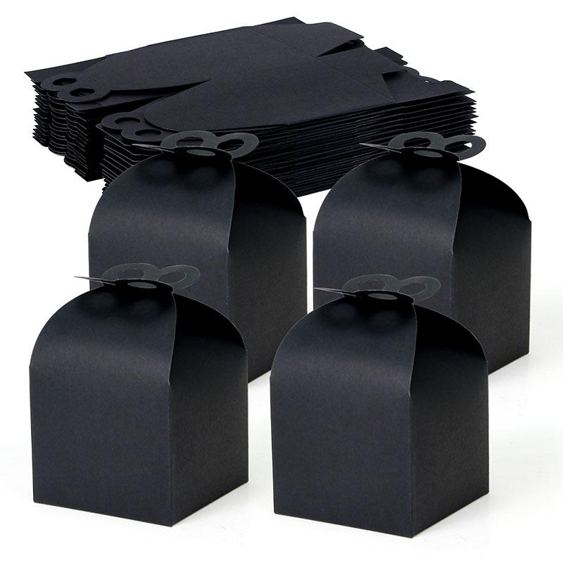 

WTEMPO Складные бумажные подарочные коробки, самодельные упаковочные коробки для небольших подарков, декор для вечеринок, коробки для угощений, идеально подходящие для хранения и дарения деликатных предметов 10pcs чёрный