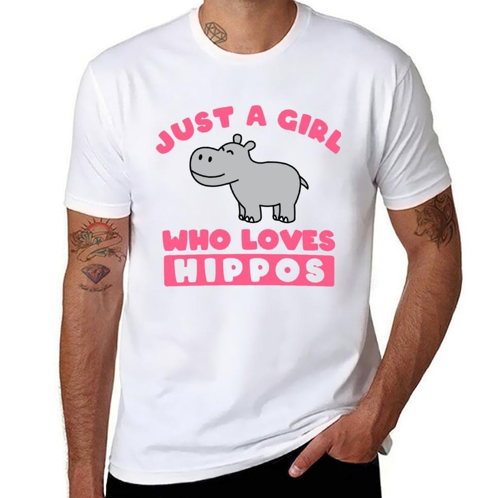 Just a girl who loves hippos TShirt Plus Size Solid Color TShirt