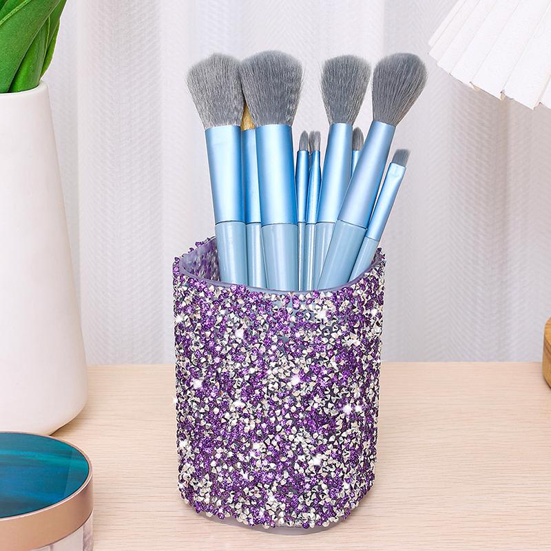 Fashion Women Sparkling Makeup Brush Bucket Cosmetic Storage Pen Box Makeup Brush Container Home Storage Box