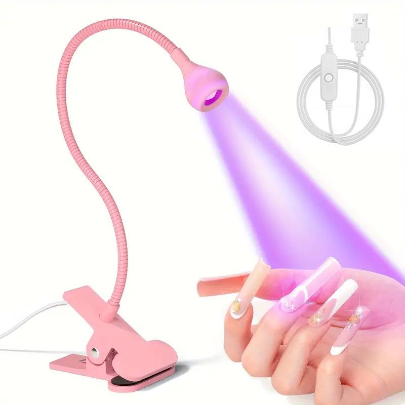 Gooseneck Purple UV Nail Lamp: 395 Nm Curing Light, Quick-Dry, No Blackening, Light Therapy for Nails.