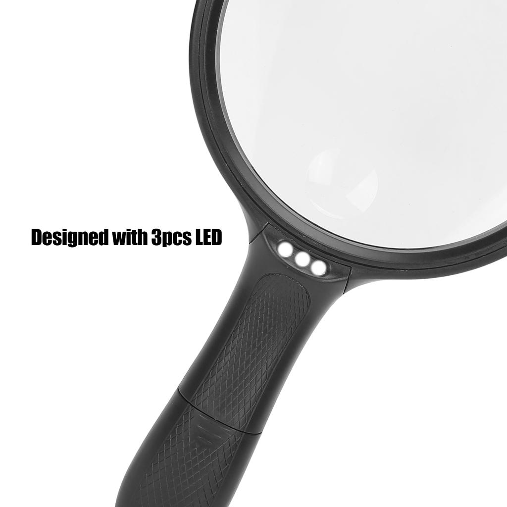 1.8X 5X Lens Magnifying Glass Battery Powered 3LED Handheld Magnifier for Reading