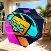 Geometry Dash Print Automatisk Åben Lukke Paraply, Bærbar Foldbar Paraply, til Udendørs Pendling Campingtur, Ideel Fødselsdagsgave