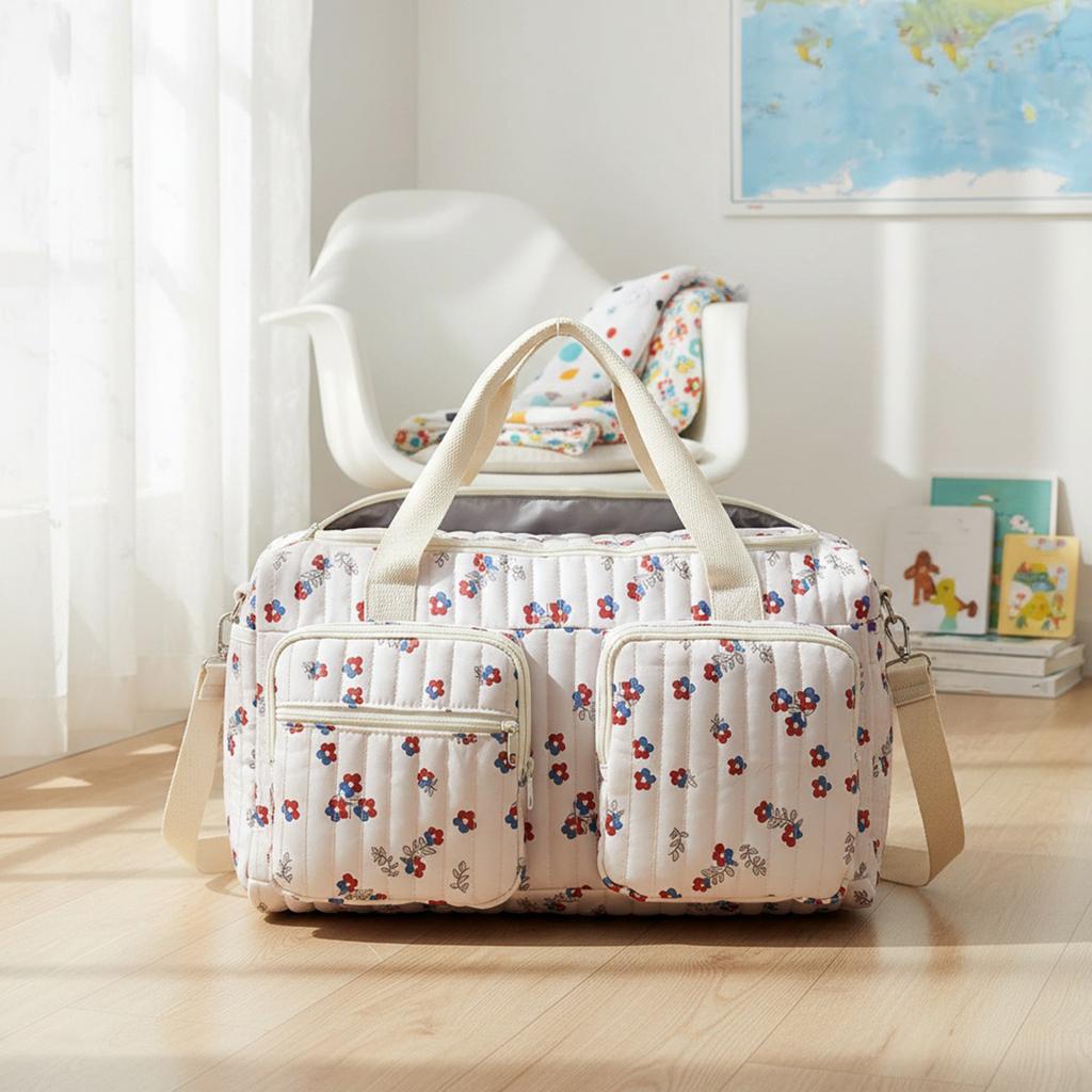 Quilted Mommy Bag Large Capacity Weekender Bag Cute Travel Bag for Hospital and Weekender Travel