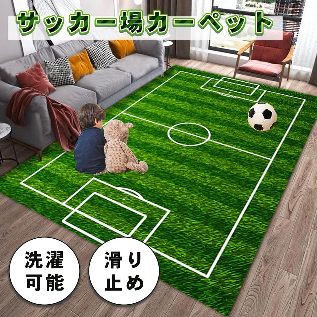 SALUDABLE Soccer Mat, Soccer Field Play Mat, Kids' Carpet Rug, Washable (100x200cm)