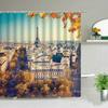 London Big Ben Shower Curtain European Style Red Tram Telephone Hall Scenery Old Newspaper Bath Screen Bathroom Curtain Box