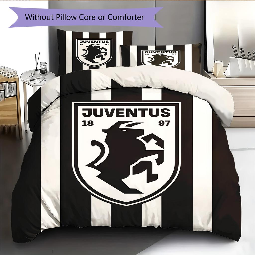 Set Copripiumino Trapuntato Juve Federa Federe Decorazione Casa Regalo di Compleanno (1 * copripiumino + 2 * federa, senza nucleo)