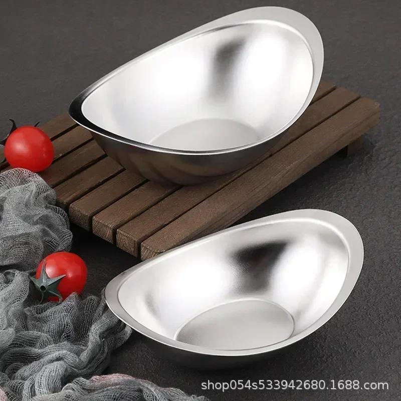 304 Stainless Steel Golden Ingot Bowl Korean Salad Bowl Commercial Dessert Snack Bowl Korean Cuisine Tableware