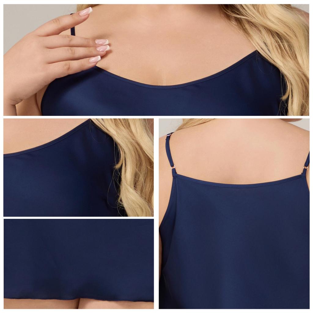 Yaoting Plus Size Spaghetti Strap Satin Chiffon Pajamas for Women - Summer Nightgown Homewear