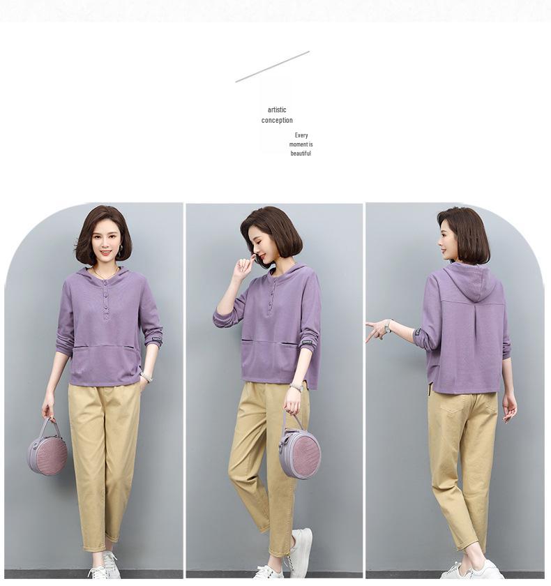 Women's Fashionable Mom Style Casual Sweatshirt Set: 2025 Spring/Autumn Two-Piece Outfit