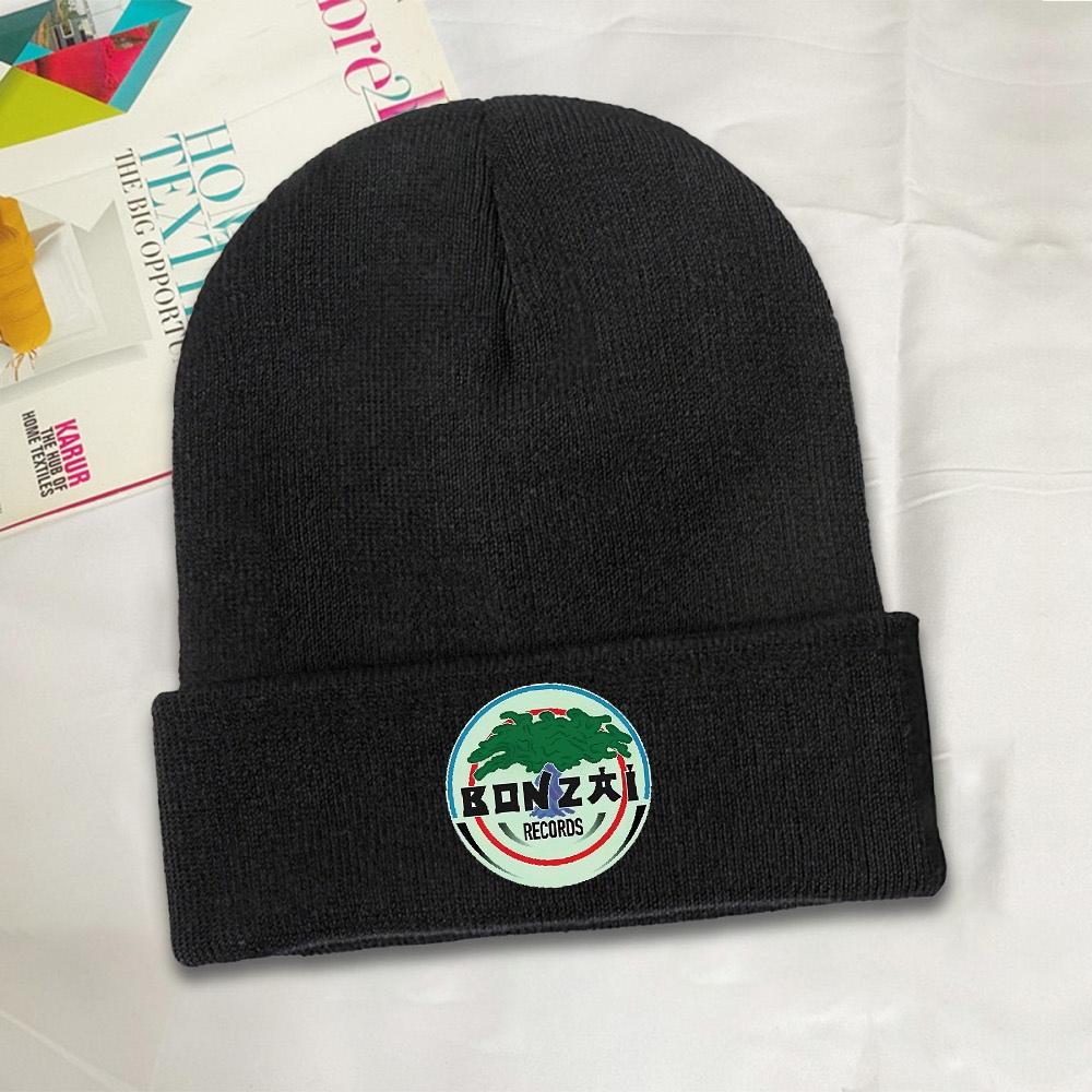 1 Stück Bonzai Records Warme Strickmütze Hip Hop Beanie Hut Herbst Winter Outdoor Mützen Hüte für Unisex Erwachsene