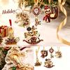 Christmas Ornament Set - Vintage Flat 2D Collectible Hanging Decorations for Holiday Tree