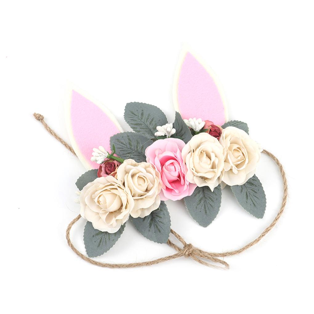 Headwear Garland Rabbit Ears Floral Flower Hair Accessories Baby Girl Headband