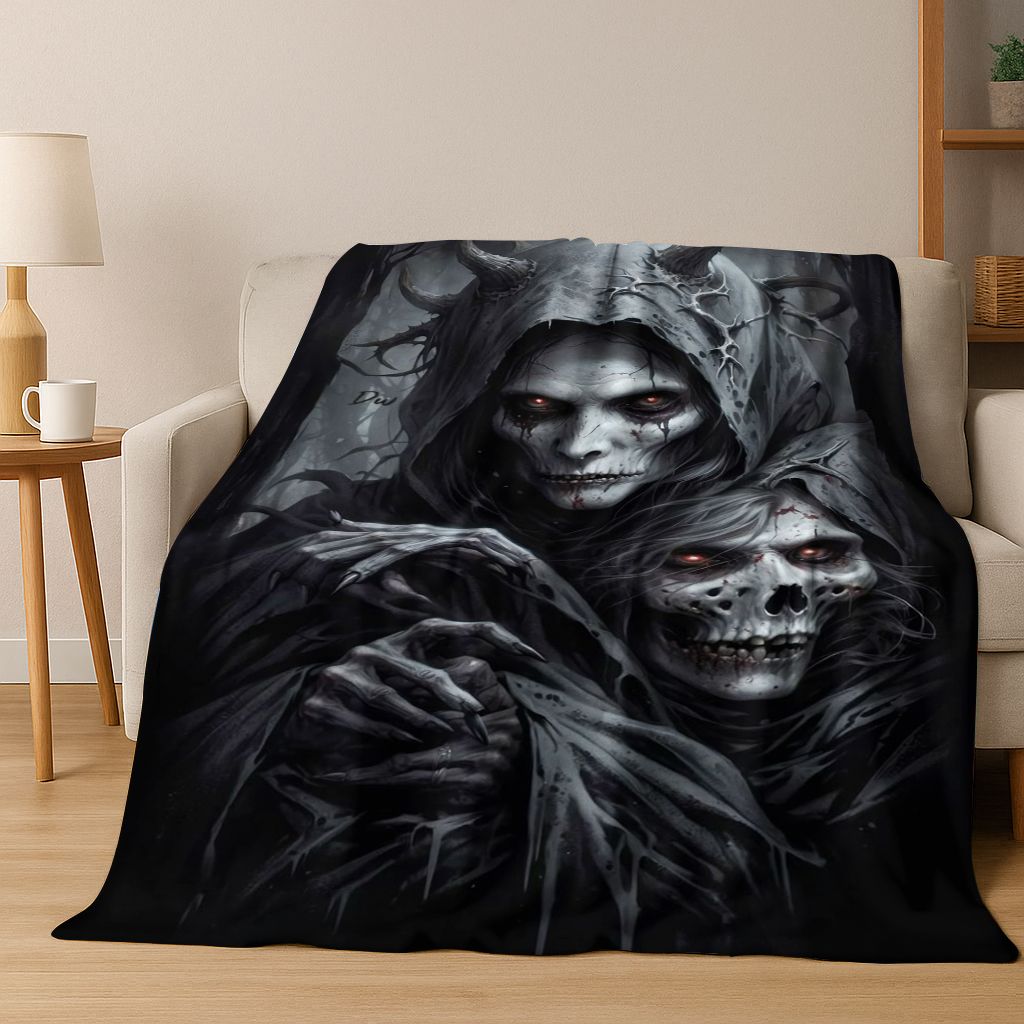 26 Style Terrifying Ghost Spirit Apparition Specter Gothic Flannel Blanket,Cozy Soft Throw Blanket for Home Bedroom Bed Sofa