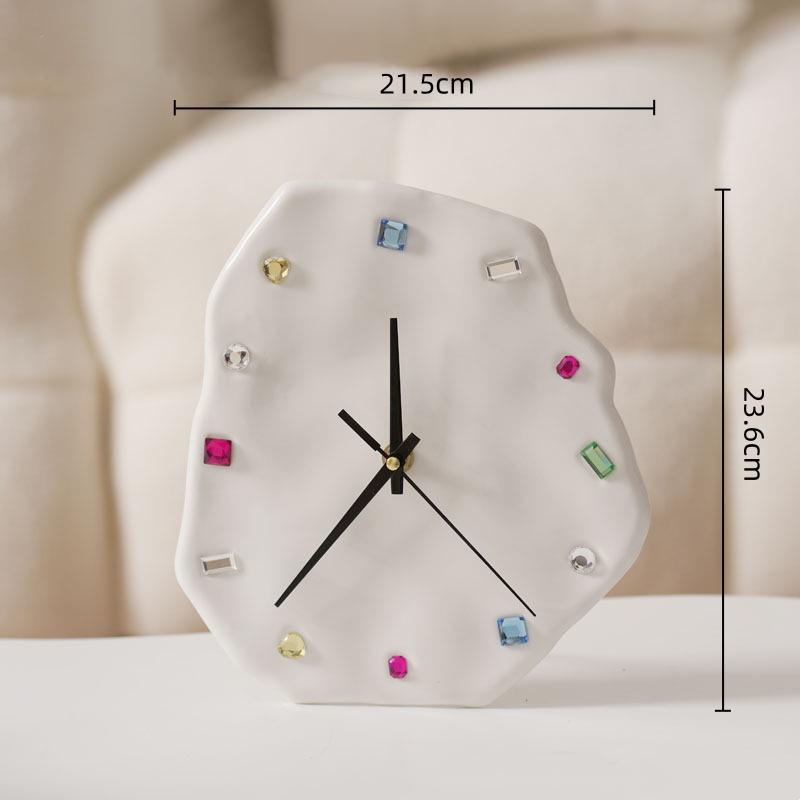 Colorful Crystal Wall Clock Irregular Geometric Clock Background Wall Hangings Pendant Diamond Clocks Living Room Decoration