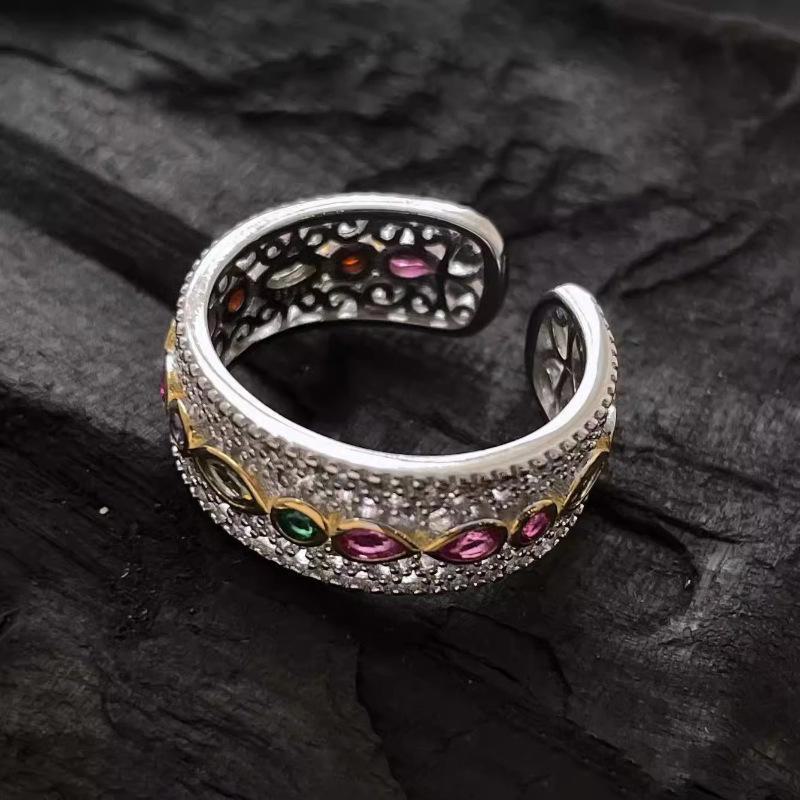 

Женское ретро-кольцо Palace Zirconia Lace Ring: Легкая роскошь, модный дизайн указательного пальца, универсальная мода высокого класса Adjustable opening