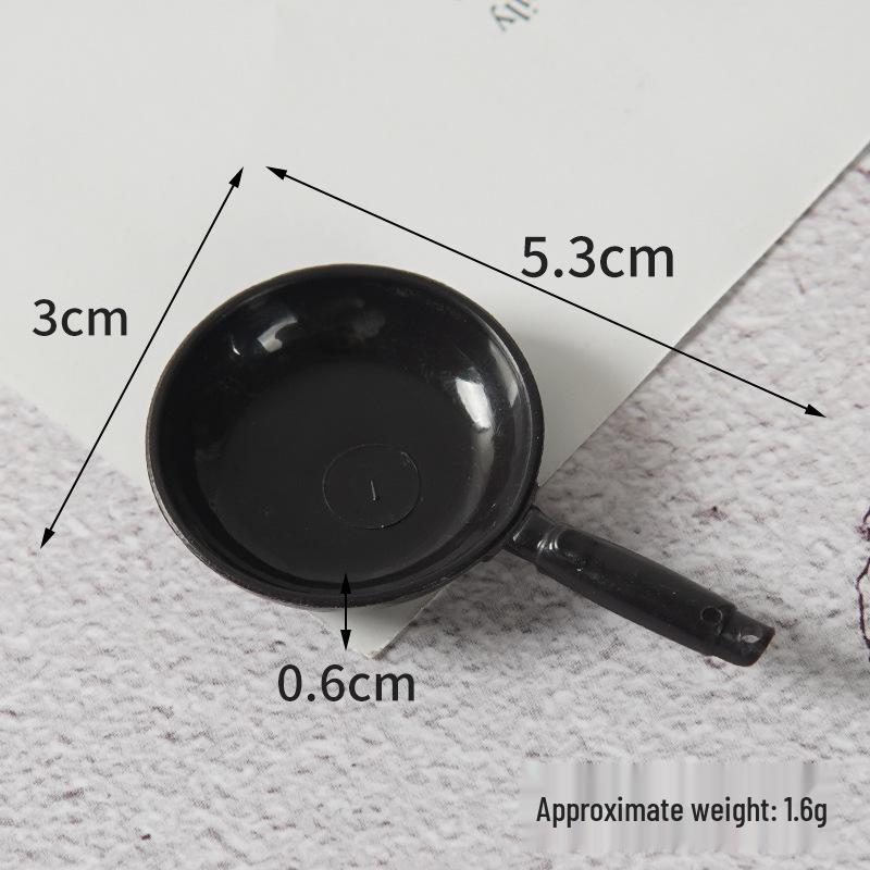 Mini Wok Frying Pan & Spoon Set for Dollhouse Kitchen Toy Accessories
