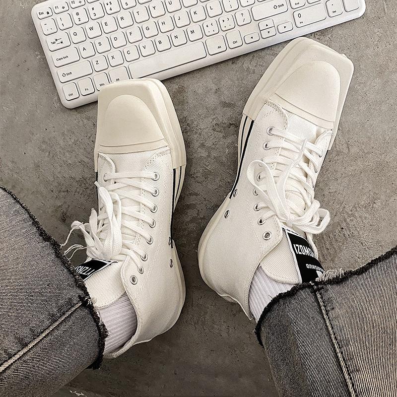 Взуття: Нові кеди на платформі з відкритою носовою частиною, високі, полотняні, повсякденні, в стилі ins