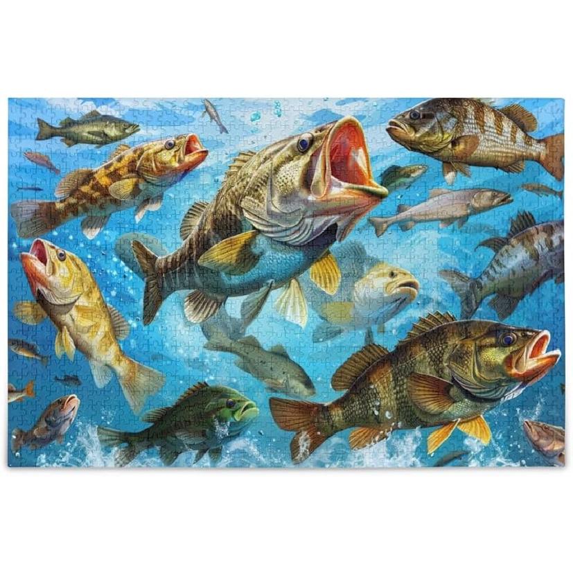 

Colorful Bass Fish Jigsaw Puzzle 500 Piece, Educational Intellectual Decompression Puzzle Game Jigsaw Puzzle for Adult Active Thinking Party 500 piece