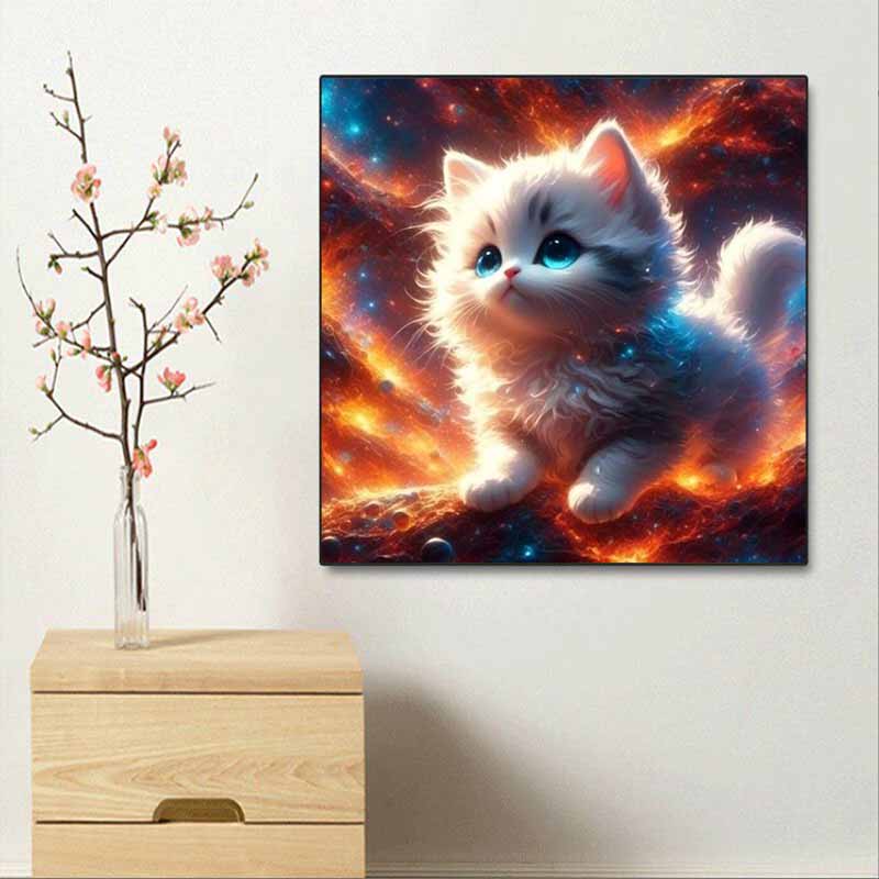 New Arrival 5D DIY Full Circle Diamond Painting "Kitten" Embroidery Cross Stitch Home Decor Gift