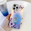 Electroplated Laser Butterfly for Apple 16E Mobile Phone Case Ring Holder for IPhone15promax Hard Case