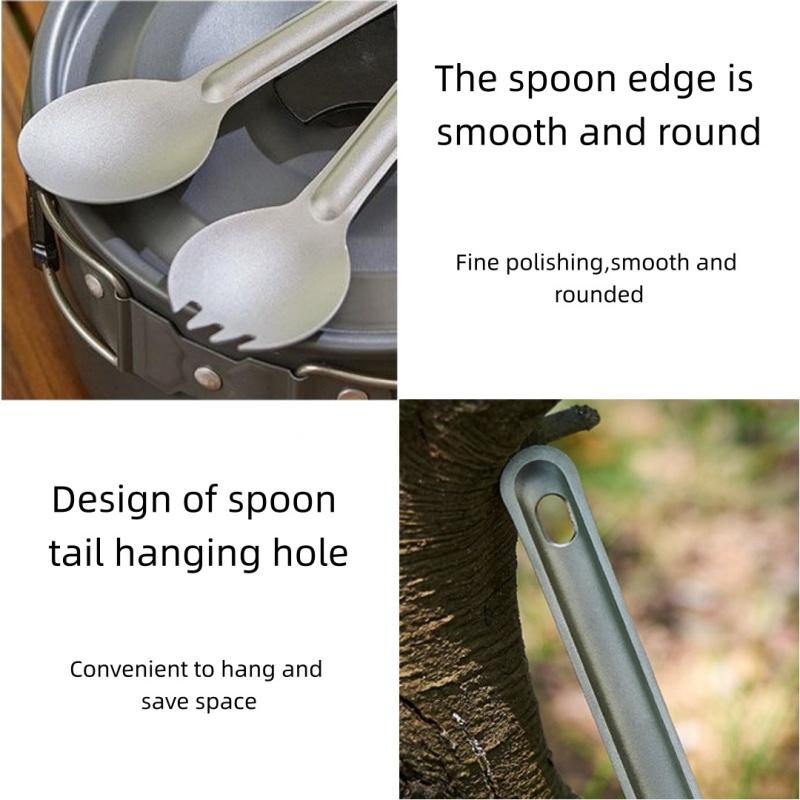 1Pcs 16.5×4.3cm Titanium Long Handle Spork Spoon Cutlery Portable Ultralight Tableware for Outdoors Picnic Camping Flatware Tool