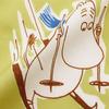 Quarter Report Moomin In the Snow In Moomin 50cm W X 50cm Cotton In (MOOMIN) Handkerchief, "Playing Valley," Mustard, Approx. H, 100% [Made Japan]