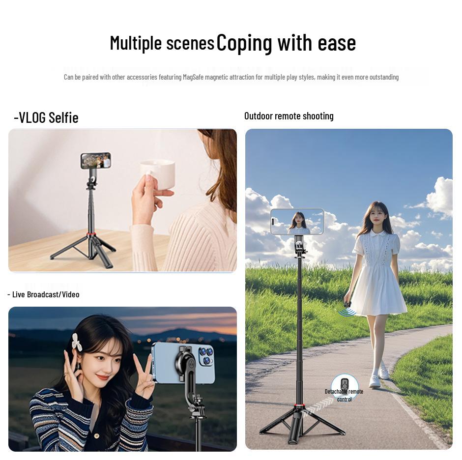 Bright Spot Magnetic Selfie Stick: Floor Tripod, Bluetooth Gadget & Desktop Phone Holder - Perfect for Custom Gifts
