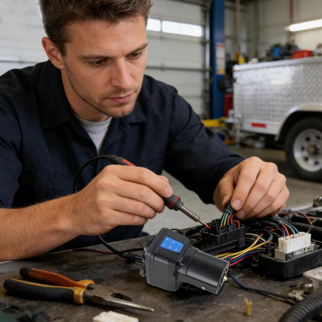 7 Pin Trailer Light Tester Connector with LED Indicators Trailer Light Test Adapter for Boats RV Pickup Wiring Installation