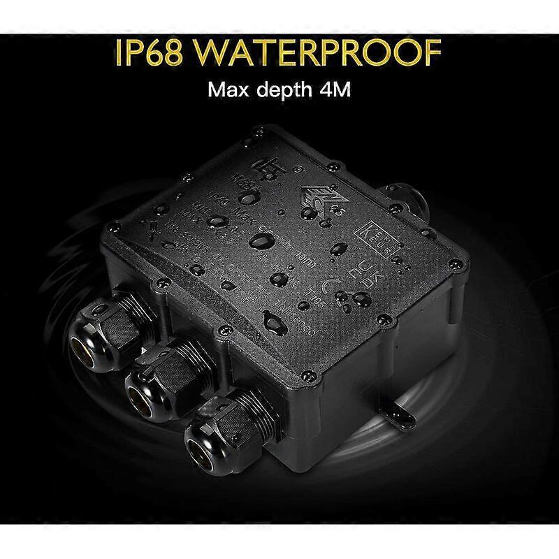 Outdoor IP68 Waterproof Junction Box - 4 Way Larger Cable, Electrical Junction Box Connector for Cable  4 to 14mm, ABS + PVC